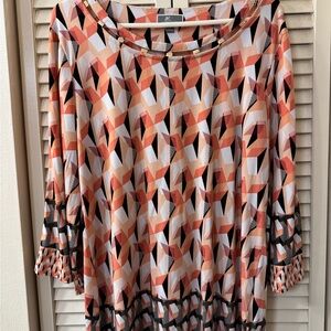 JM Collection Multicolor Geometric Blouse